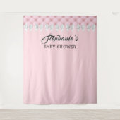 グラム赤面ピンクファンシーティファニーテーマベビーシャワー タペストリー (正面)
