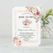 グラム赤面ピンクフローラブライダルシャワーティーパーティー 招待状 (スタンド正面)