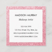 グラム赤面ピンクローズ金ゴールドグリッタースパークルモノグラム スクエア名刺 (裏面)