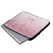 グラム赤面ピンクローズ金ゴールドグリッタースパークルモノグラム ラップトップスリーブ (正面下部)