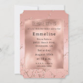 グラム赤面ピンクローズ金ゴールドグリッター 招待状 (正面)