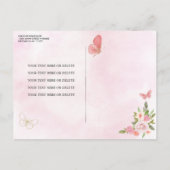 グラム赤面ピンク金ゴールドフローラプリンセスキンセアニラ インビテーションポストカード (裏面)