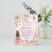 グラム赤面ピンク金ゴールドフローラプリンセスキンセアニラ インビテーションポストカード (スタンド正面)