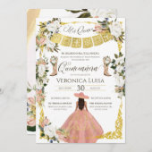 グラム赤面ホワイト金ゴールドチャロフローラキンセアニラI 招待状 (正面/裏面)