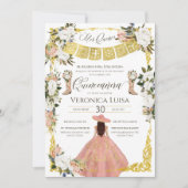 グラム赤面ホワイト金ゴールドチャロフローラクインセアニラ 招待状 (正面)