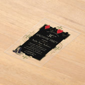 グラム金ゴールドアールデコカジノトランプのポーカー30th Birthday アクリル招待状 (レイダウン)