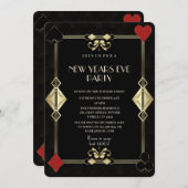 グラム金ゴールドアールデコカジノナイトニューイヤーイブパーティー 招待状 (正面/裏面)