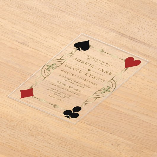 グラム金ゴールドアールデコカジノベガストランプのポーカー結婚ズ アクリル招待状 (レイダウン)