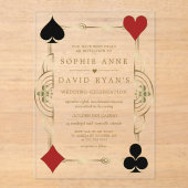 グラム金ゴールドアールデコカジノベガストランプのポーカー結婚ズ アクリル招待状 (正面)