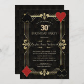 グラム金ゴールドアールデコカジノラスベガス30th誕生日 招待状 (正面/裏面)