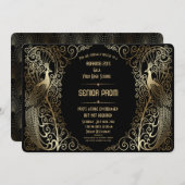 グラム金ゴールドアールデコピーコックスシニアプロム招待状 招待状 (正面/裏面)