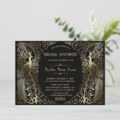 グラム金ゴールドアールデコピーコックブライダルシャワー 招待状 (スタンド正面)
