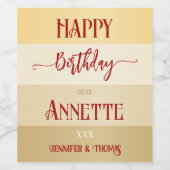 グラム金ゴールドエレガントストライプの誕生日 ワインラベル (シングルラベル)