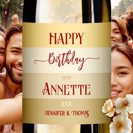 グラム金ゴールドエレガントストライプの誕生日 ワインラベル