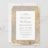 グラム金ゴールドエレガントモダングリッター結婚s 招待状 (正面)