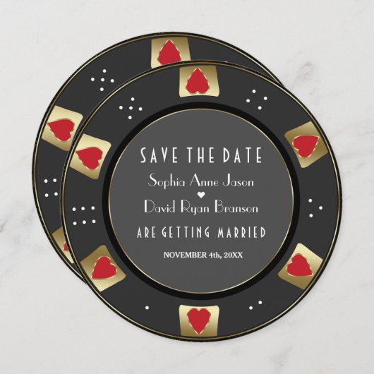 グラム金ゴールドカジノラスベガストランプのポーカーチップス結婚 セーブザデート (正面/裏面)