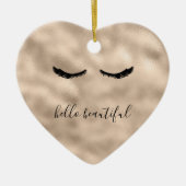 グラム金ゴールドガーリーまつげパーソナライズされた引用文 セラミックオーナメント (正面)