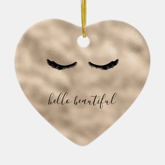 グラム金ゴールドガーリーまつげパーソナライズされた引用文 セラミックオーナメント (正面)