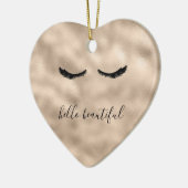 グラム金ゴールドガーリーまつげパーソナライズされた引用文 セラミックオーナメント (左)