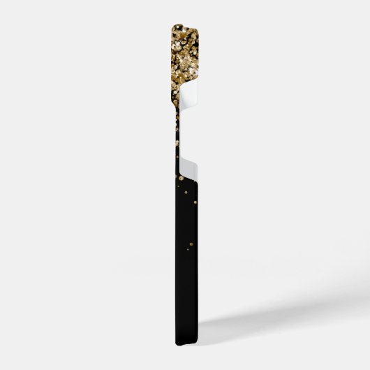 グラム金ゴールドグリッターエレガントモノグラム iPhoneケース (左側面)