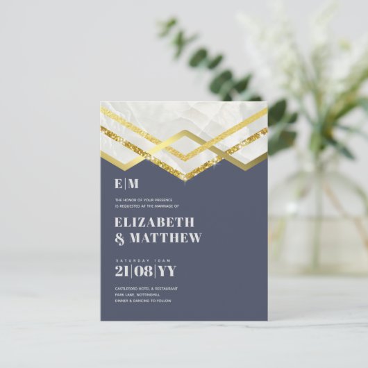 グラム金ゴールドグリッターガーリーウェディングアイントデコデザイン ポストカード (スタンド正面)