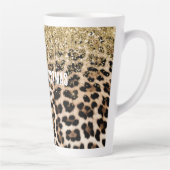 グラム金ゴールドグリッタークリームヒョウ印刷 カフェラテマグ (右)