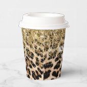 グラム金ゴールドグリッタークリームヒョウ印刷 紙コップ (右)