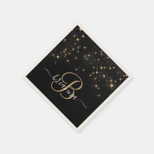 グラム金ゴールドグリッターダイヤモンドスパークルモノグラエレガントム スタンダードカクテルナプキン (角)