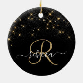 グラム金ゴールドグリッターダイヤモンドスパークルモノグラエレガントム セラミックオーナメント (裏面)