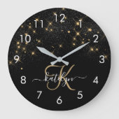 グラム金ゴールドグリッターダイヤモンドスパークルモノグラエレガントム ラウンド壁時計 (正面)