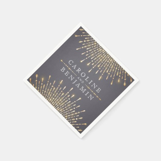 グラム金ゴールドグリッターデコヴィンテージウェディングモノグラム スタンダードカクテルナプキン (角)