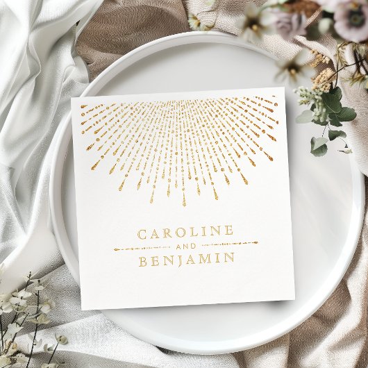 グラム金ゴールドグリッターデコヴィンテージウェディングモノグラム スタンダードカクテルナプキン