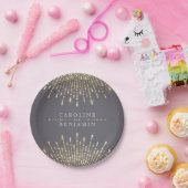 グラム金ゴールドグリッターデコヴィンテージウェディングモノグラム ペーパープレート (パーティー)