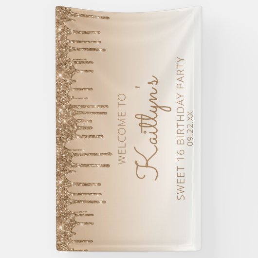 グラム金ゴールドグリッタードリップスウィート16パーティー 横断幕 (縦)