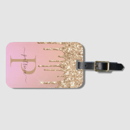 グラム金ゴールドグリッタードリップスエレガントモノグラムラゲージズ ラゲッジタグ