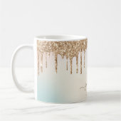 グラム金ゴールドグリッタードリップスモノグラム コーヒーマグカップ (左)