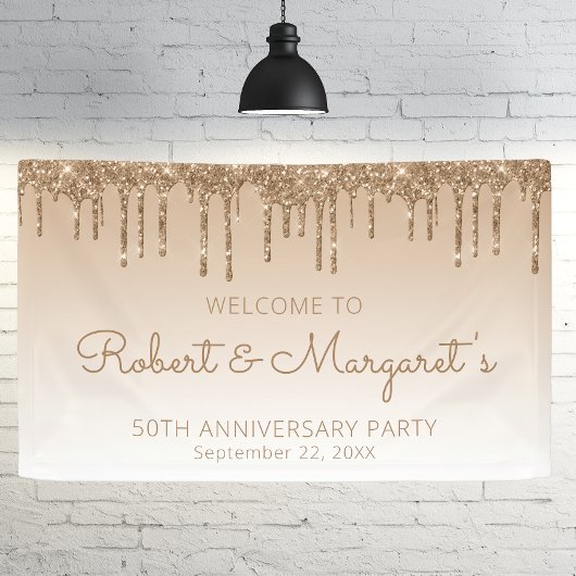 グラム金ゴールドグリッタードリップ50周年記念パーティー 横断幕