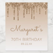 グラム金ゴールドグリッタードリップ70thバースデーパーティー ワインラベル (シングルラベル)