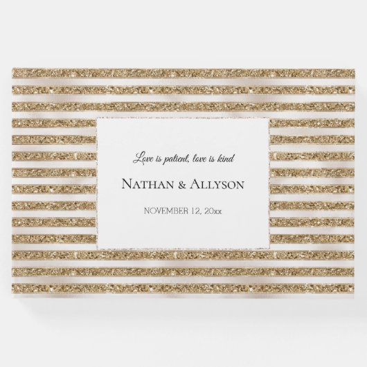 グラム金ゴールドグリッターパールストライプズ ゲストブック (正面)