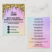 グラム金ゴールドグリッターレインボースパ材料リストロゴ 名刺 (正面/裏面)