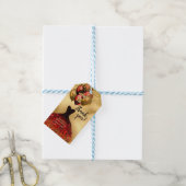 グラム金ゴールドグリッターレッドドレスキンセアニェラありがとう ギフトタグ (より糸付き)