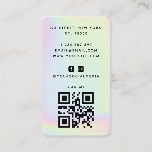 グラム金ゴールドグリッター爪、 ネイルホログラフィックパステルサロン 名刺 (裏面)