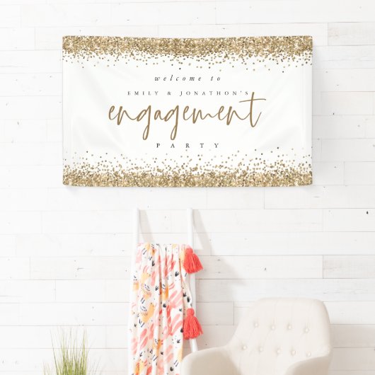 グラム金ゴールドグリッター縁どアルカム婚約パーティ 横断幕 (インサイチュ)