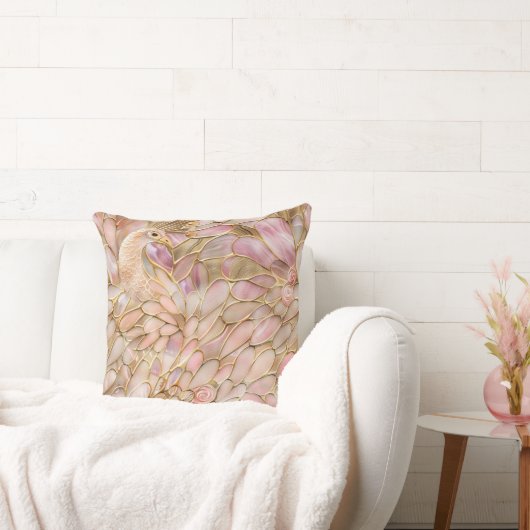 グラム金ゴールドシックピンクピーコック クッション (ソファ)