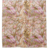 グラム金ゴールドシックピンクピーコック シャワーカーテン (正面)