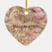 グラム金ゴールドシックピンクピーコック セラミックオーナメント (正面)