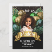 グラム金ゴールドジャングルサファリ誕生日招待状 招待状 (正面)