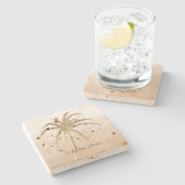 グラム金ゴールドトロピカルパームグラデーションツリー ストーンコースター (横)