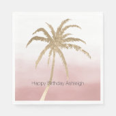 グラム金ゴールドトロピカルパームピンクグラデーションク スタンダードランチョンナプキン (正面)