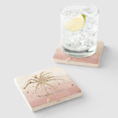 グラム金ゴールドトロピカルパームピンクグラデーションク ストーンコースター (横)
